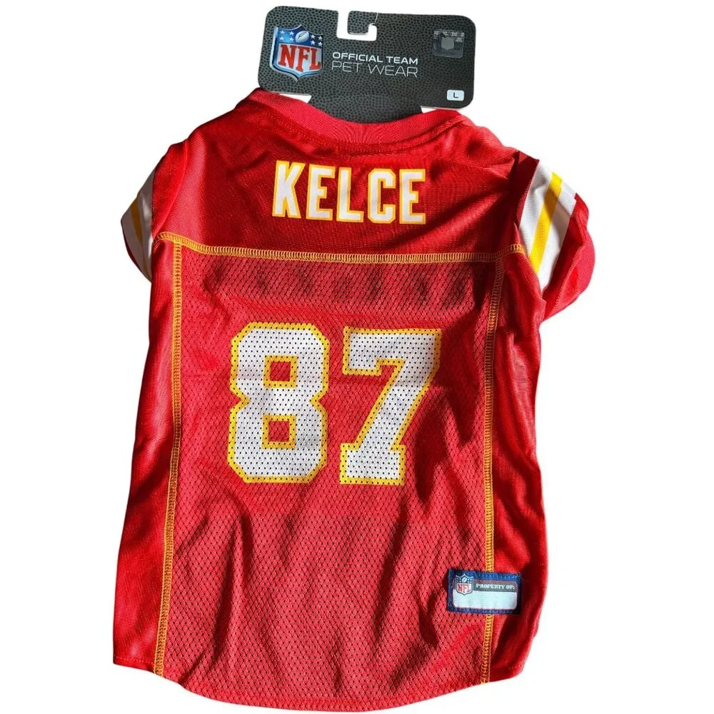 Kansas City Chiefs Travis Kelce #87 Large Dog Jersey NFL Official Pet Wear
